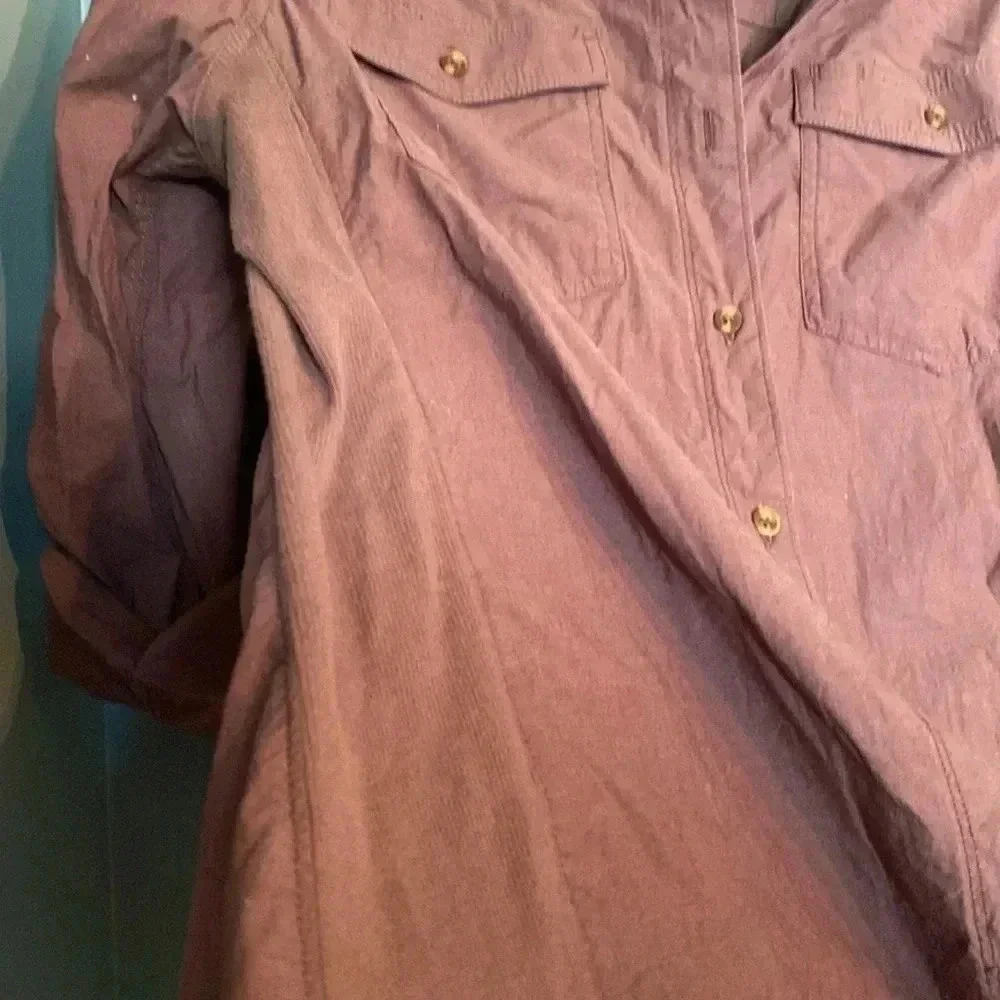 Carhartt women’s brown button down collard shirt - size medium 8/10 - Picture 6 of 8